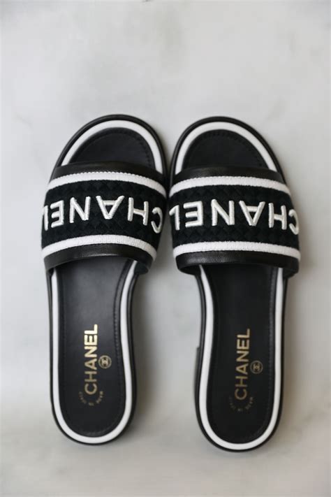 chanel womens slides|chanel sandals black and white.